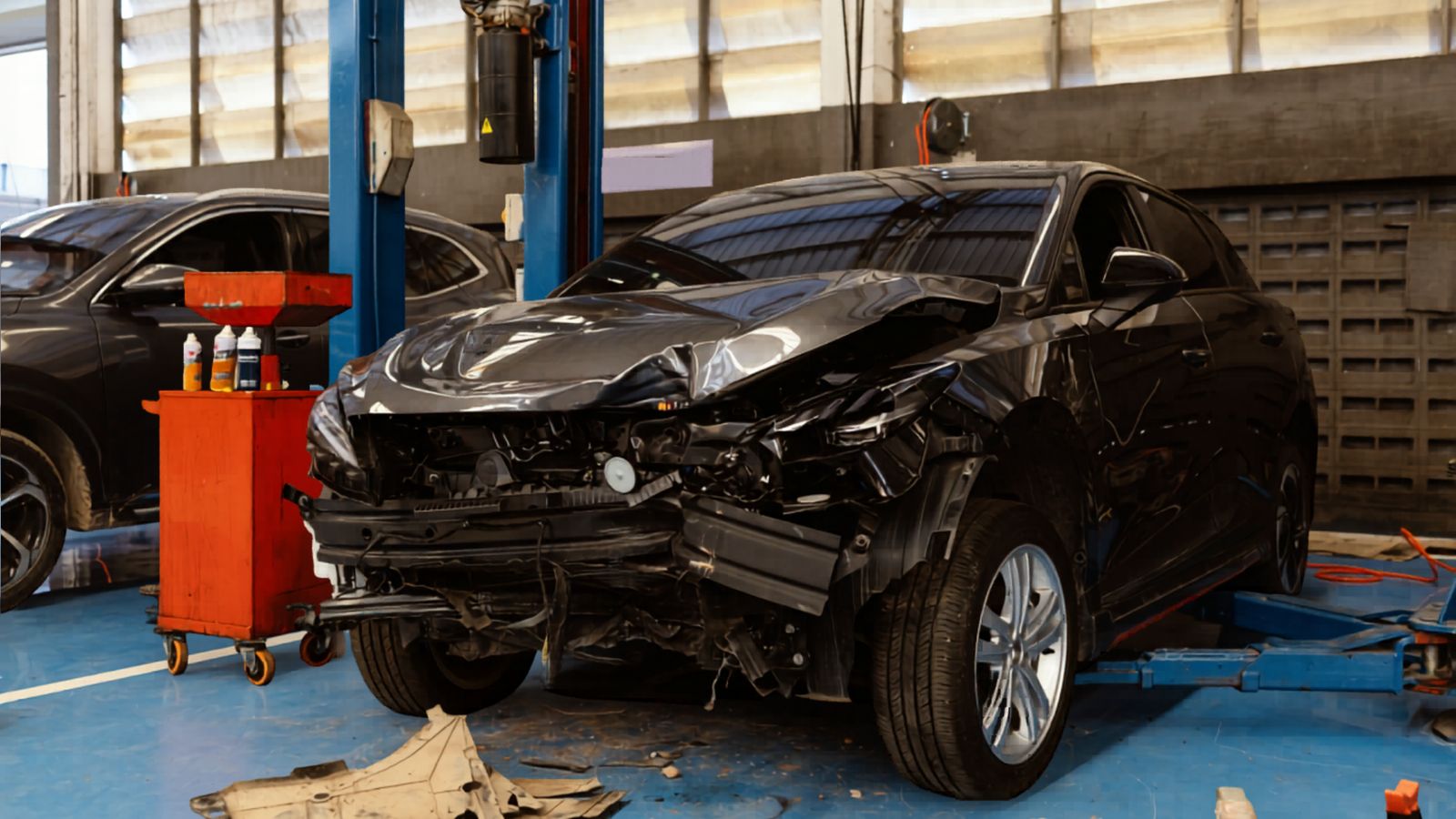 Collision repair work on a vehicle