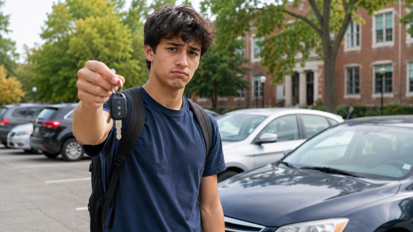 Vehicle keys and cars representing student car ownership expenses